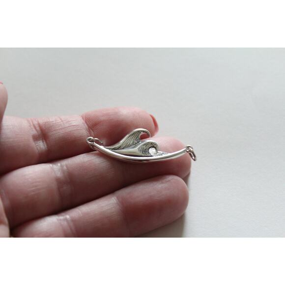 Sterling Silver Ocean Waves Pendant, Ocean Waves Pendant Charm, Ocean Charm - Picture 4 of 4